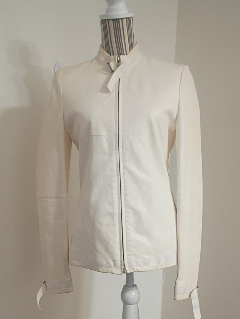 S Max Mara Vintage 100% Leather Full Zip Leather Jacket Made in Italy Size 8